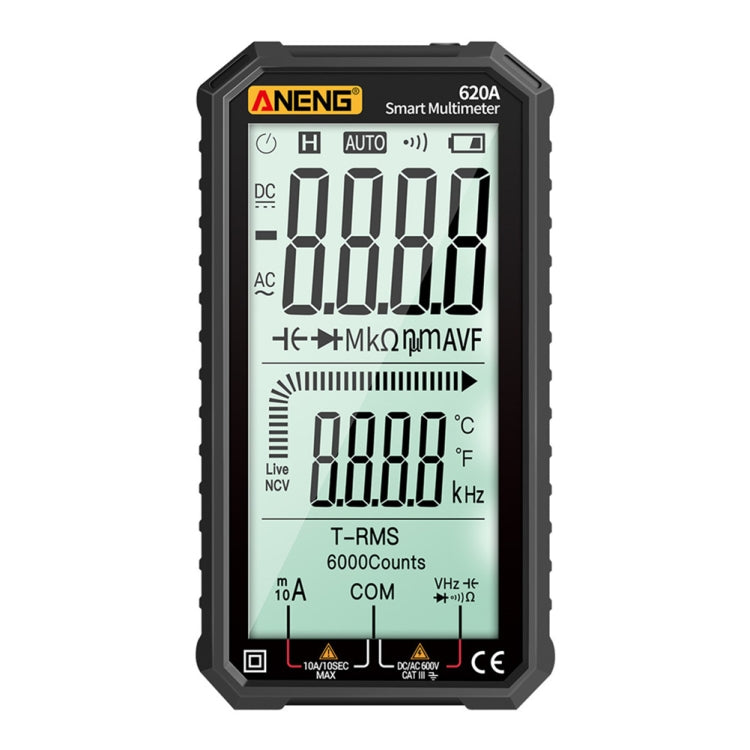 Multimetro digitale intelligente a schermo intero ANENG 620A, Black, Red
