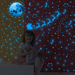 2 confezioni AFG3367 Moon + 407 PCS Dot + 103 PCS Star + Due adesivi luminosi in pellicola PE di Natale, Moon+Dot+Star+Christmas(Green), Moon+Dot+Star+Christmas(Blue)
