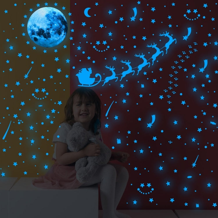 2 confezioni AFG3367 Moon + 407 PCS Dot + 103 PCS Star + Due adesivi luminosi in pellicola PE di Natale, Moon+Dot+Star+Christmas(Green), Moon+Dot+Star+Christmas(Blue)