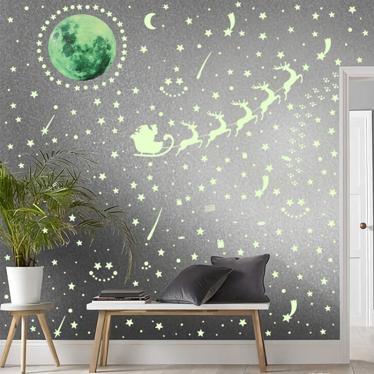 2 confezioni AFG3367 Moon + 407 PCS Dot + 103 PCS Star + Due adesivi luminosi in pellicola PE di Natale, Moon+Dot+Star+Christmas(Green), Moon+Dot+Star+Christmas(Blue)