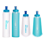 AFISHTOUR Borsa per acqua morbida per sport all'aria aperta in TPU Borsa per acqua pieghevole per maratona, capacità:, 400ml (Blue), 400ml (Transparent), 300ml (Blue), 300ml (Transparent)