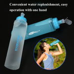 AFISHTOUR Borsa per acqua morbida per sport all'aria aperta in TPU Borsa per acqua pieghevole per maratona, capacità:, 400ml (Blue), 400ml (Transparent), 300ml (Blue), 300ml (Transparent)