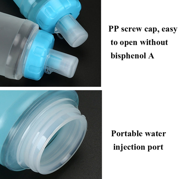 AFISHTOUR Borsa per acqua morbida per sport all'aria aperta in TPU Borsa per acqua pieghevole per maratona, capacità:, 400ml (Blue), 400ml (Transparent), 300ml (Blue), 300ml (Transparent)