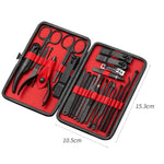 25 pezzi / set tagliaunghie per la casa pedicure e strumenti per la cura delle unghie, Black Red