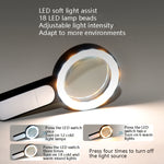 Lente d'ingrandimento 30x con 18 LED luce fredda e calda