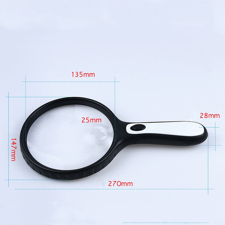 XT-4986E Handheld Magnifying Glass Lightweight Portable Magnifying Glass with 10 Times Acrylic Lens, XT-4986E