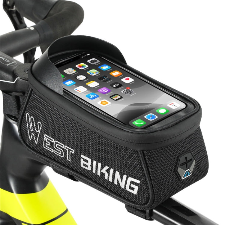 WEST BIKING West 6,9 pollici Rider Bike Riflettente per telefono cellulare Touch Screen Borsa anteriore Borsa per tubo superiore con fascio anteriore per mountain bike, YP0707267