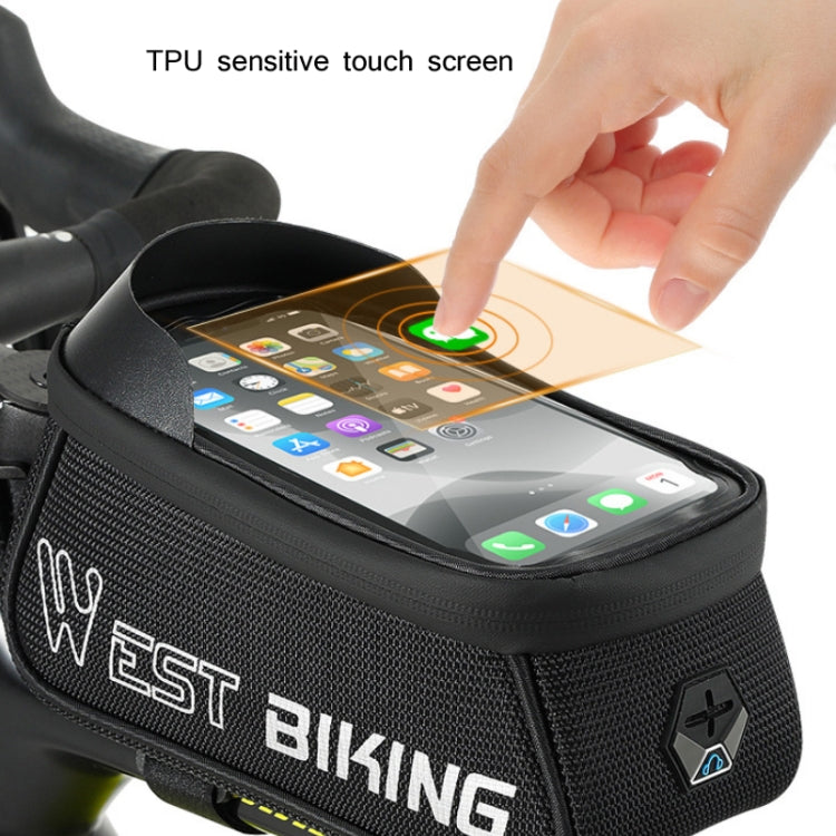 WEST BIKING West 6,9 pollici Rider Bike Riflettente per telefono cellulare Touch Screen Borsa anteriore Borsa per tubo superiore con fascio anteriore per mountain bike, YP0707267