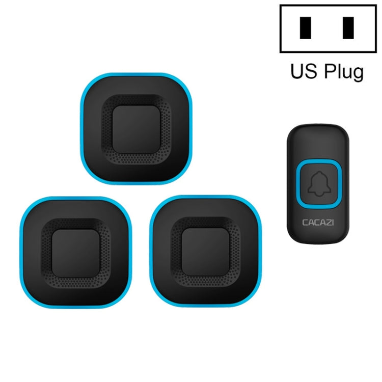 CACAZI V028F 1 Per 3 campanelli musicali wireless senza batteria, US Plug, EU Plug, UK Plug