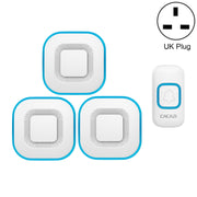 CACAZI V028F 1 Per 3 campanelli musicali wireless senza batteria, US Plug, EU Plug, UK Plug