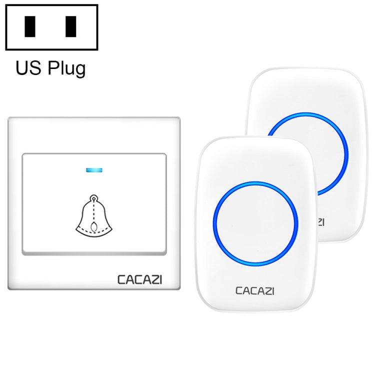 CACAZI H10 1 Per 2 Campanello musicale wireless domestico senza batteria, US Plug, EU Plug, UK Plug