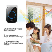 CACAZI H10 1 Per 2 Campanello musicale wireless domestico senza batteria, US Plug, EU Plug, UK Plug