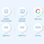 Scheda sviluppo Waveshare RP2040-GEEK con LCD 1,14 pollici