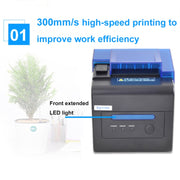 Stampante termica per ricevute di cassiere di negozio con allarme sonoro e luminoso Xprinter XP-C300H da 80 mm, USB+COM+LAN