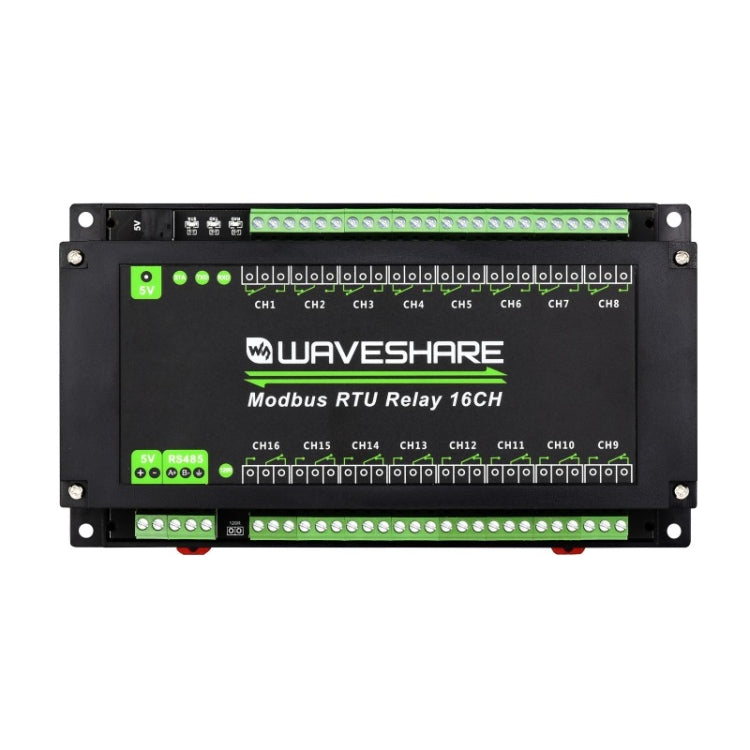 Modulo relè Waveshare 24921 Modbus RTU a 16 canali, interfaccia RS485, con circuiti di protezione a isolamento multiplo, 24921