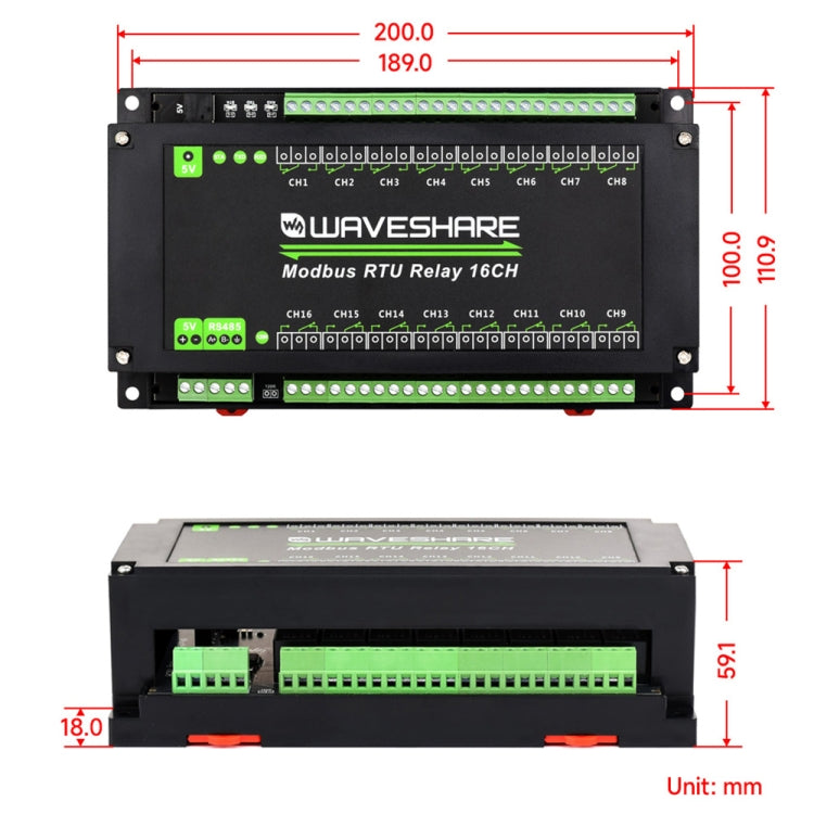 Modulo relè Modbus RTU 16 canali RS485 con isolamento