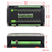 Modulo relè Waveshare 24921 Modbus RTU a 16 canali, interfaccia RS485, con circuiti di protezione a isolamento multiplo, 24921