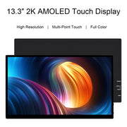 Waveshare 13,3 pollici 2K 2560 × 1440 Interfaccia display HDMI/Tipo-C AMOLED Touch Display, US Plug, EU Plug, UK Plug