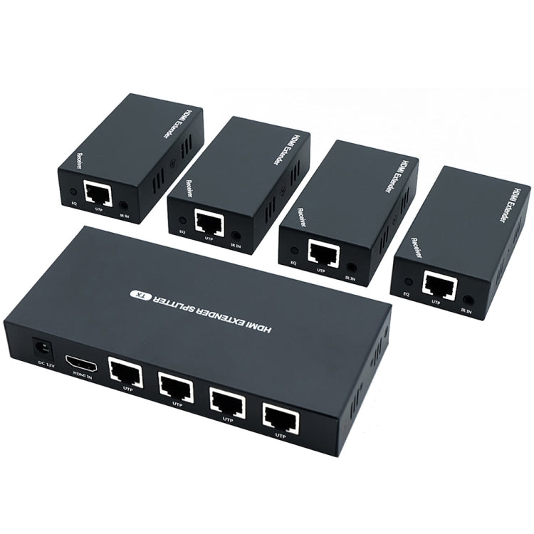 L'estensore di distribuzione POC con splitter HDMI 1x4 da 60 m supporta 1080P a 60 Hz, UK Plug, US Plug, EU Plug, AU Plug