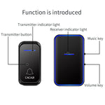 CACAZI Home Smart Campanello digitale senza fili Campanello elettronico remoto Cercapersone per anziani, US Plug, EU Plug, AU Plug, UK Plug
