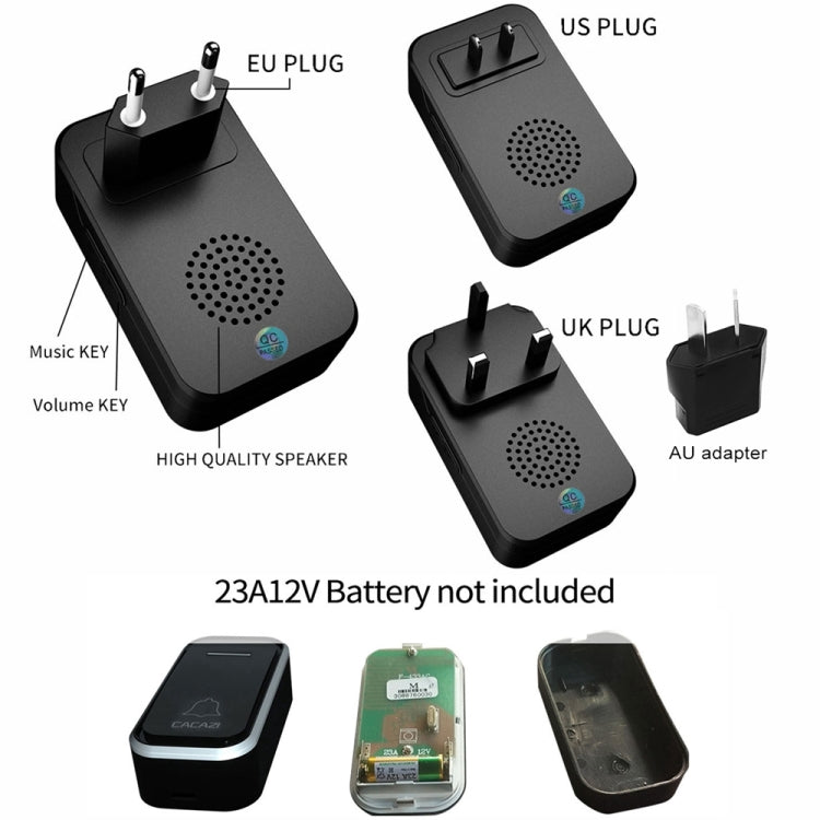 CACAZI Home Smart Campanello digitale senza fili Campanello elettronico remoto Cercapersone per anziani, US Plug, EU Plug, AU Plug, UK Plug