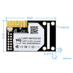 Modulo WiFi Ethernet UART 802.11b/g/n 3,3V 25x40x8mm