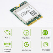 Waveshare 24780 AW-CB375NF 2.4G/5GHz Dual-Band WiFi 5 Scheda di rete wireless, RTL8822CE-CG Core, supporta BLE