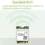 Waveshare 24780 AW-CB375NF 2.4G/5GHz Dual-Band WiFi 5 Scheda di rete wireless, RTL8822CE-CG Core, supporta BLE