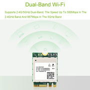 Waveshare 24780 AW-CB375NF 2.4G/5GHz Dual-Band WiFi 5 Scheda di rete wireless, RTL8822CE-CG Core, supporta BLE
