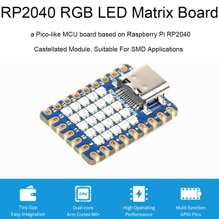 Waveshare RP2040 scheda sviluppo dual core 5x5 LED RGB
