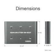 Waveshare 23738 Splitter HDMI 4K, 1 ingresso 4 uscite, condividi una sorgente HDMI, 23738
