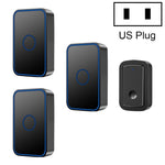 CACAZI A19 Campanello musicale senza fili con tre ricevitori a un pulsante senza batteria, 1 For 3 US, 1 For 3 EU, 1 For 3 UK