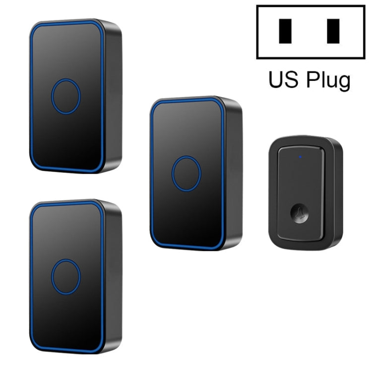 CACAZI A19 Campanello musicale senza fili con tre ricevitori a un pulsante senza batteria, 1 For 3 US, 1 For 3 EU, 1 For 3 UK