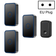 CACAZI A19 Campanello musicale senza fili con tre ricevitori a un pulsante senza batteria, 1 For 3 US, 1 For 3 EU, 1 For 3 UK