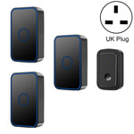 CACAZI A19 Campanello musicale senza fili con tre ricevitori a un pulsante senza batteria, 1 For 3 US, 1 For 3 EU, 1 For 3 UK