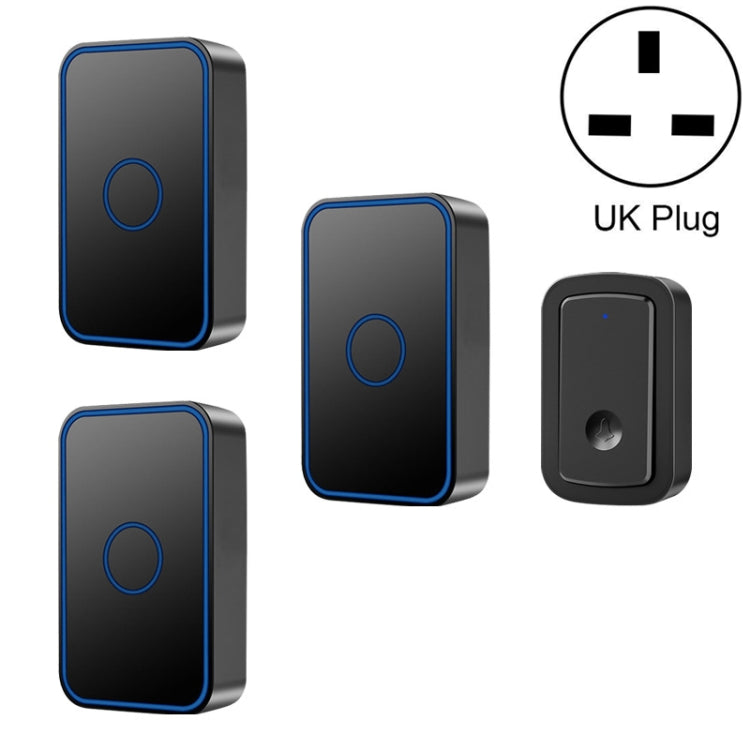 CACAZI A19 Campanello musicale senza fili con tre ricevitori a un pulsante senza batteria, 1 For 3 US, 1 For 3 EU, 1 For 3 UK