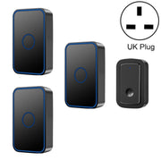 CACAZI A19 Campanello musicale senza fili con tre ricevitori a un pulsante senza batteria, 1 For 3 US, 1 For 3 EU, 1 For 3 UK