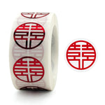 5 Rotoli Matrimonio Felice Parola Adesivo Busta Sigillante Adesivo Scatola Zucchero Busta Rossa Etichetta Matrimonio, Diametro:, 25mm, 38mm
