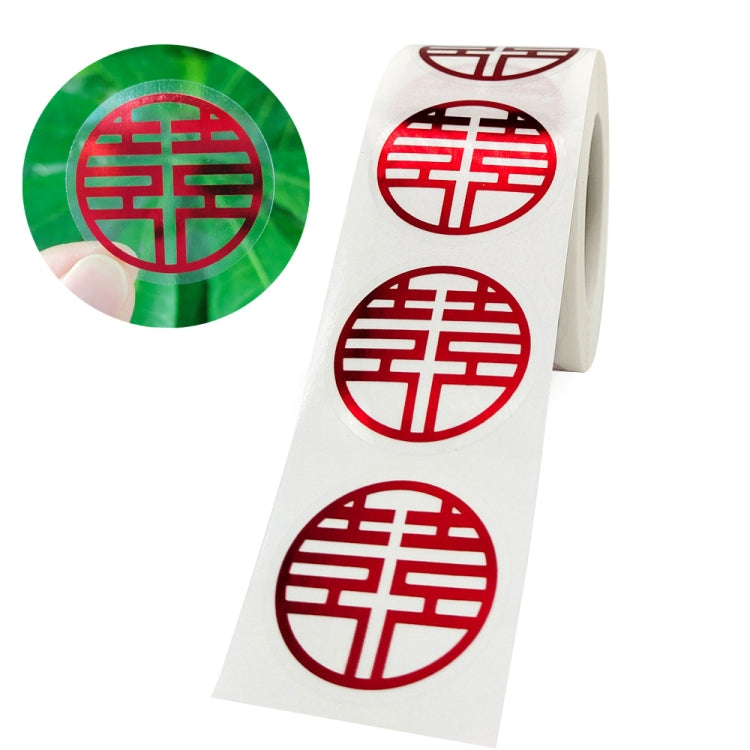 5 Rotoli Matrimonio Felice Parola Adesivo Busta Sigillante Adesivo Scatola Zucchero Busta Rossa Etichetta Matrimonio, Diametro:, 25mm, 38mm