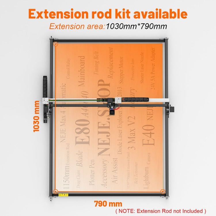Kit di estensione asse Y da 1150 mm Guida profilata in alluminio per incisore laser NEJE MAX 4/3 MAX V2