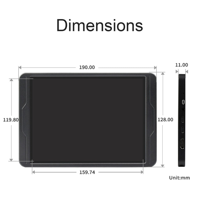 Display touch 8 pollici 2K IPS con vetro temperato