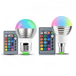 Lampadina LED RGB da 3 W Lampada notturna magica a 16 colori Luce da palco dimmerabile con telecomando a 24 tasti, E27 3W, E14 3W