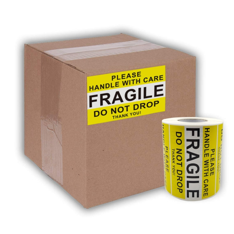 Maneggiare con cura Etichetta adesiva di avvertenza fragile, 2.5x4 inch