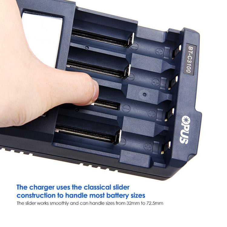 OPUS BT-C3100 Smart Smart Digital Caricabatteria intelligente a 4 slot, EU Plug, US Plug, UK Plug