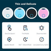 2 PCS S8 Rotondo Bluetooth Dispositivo anti-smarrimento Chiave dispositivo di localizzazione bagagli Allarme bidirezionale, Black, White, Blue, Pink