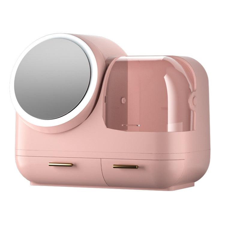 Trucco da tavolo a specchio e scatola di immagazzinaggio del cassetto antipolvere con luce a LED, Green LED Model, Pink LED Model, White LED Model, Green LED + Fan Model, Pink LED + Fan Model, White LED + Fan Model