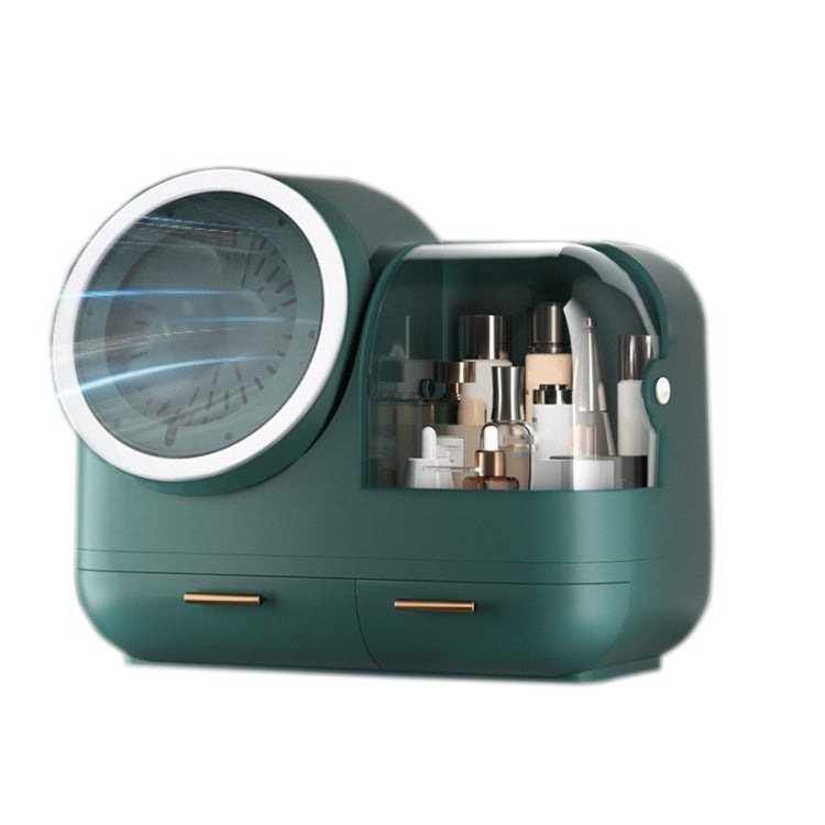 Trucco da tavolo a specchio e scatola di immagazzinaggio del cassetto antipolvere con luce a LED, Green LED Model, Pink LED Model, White LED Model, Green LED + Fan Model, Pink LED + Fan Model, White LED + Fan Model