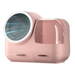 Trucco da tavolo a specchio e scatola di immagazzinaggio del cassetto antipolvere con luce a LED, Green LED Model, Pink LED Model, White LED Model, Green LED + Fan Model, Pink LED + Fan Model, White LED + Fan Model