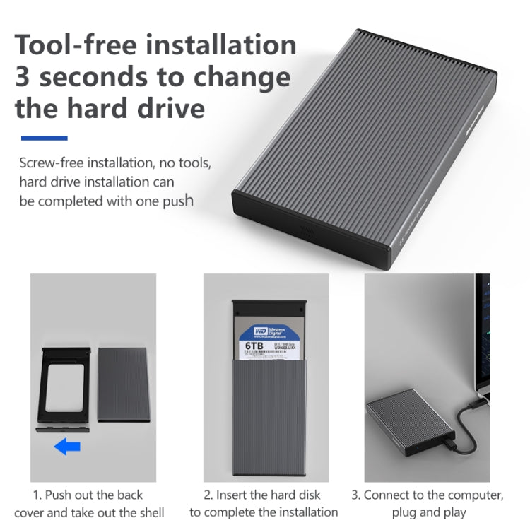 Blueendless Scatola per disco rigido mobile da 2,5 pollici SATA Porta seriale USB3.0 Strumento gratuito SSD, Stile:, MR23F -A Port, MR23F-C Port, MR23G -A Port, MR23G-C Port