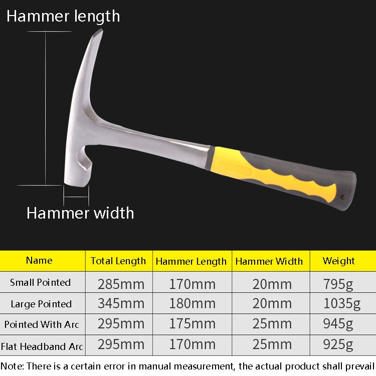 Strumento di esplorazione geologica Martello hardware multifunzione, stile:, Small, Large, Pointed With Arc, Flat Head With Arc